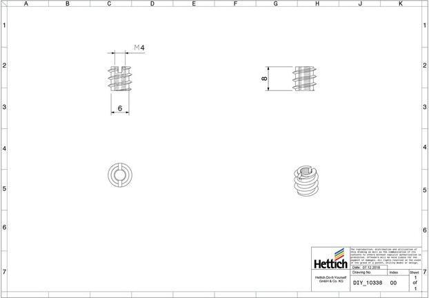 Actual product image Hettich Eindreh-Muffe M4 x 10 mm