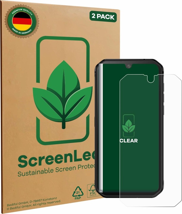 Produktbild ScreenLeaf Schutzfolie nachhaltiger Displayschutz Display Schutz Folie Klar Transparent (2 Stück, Blackview BV9900E)