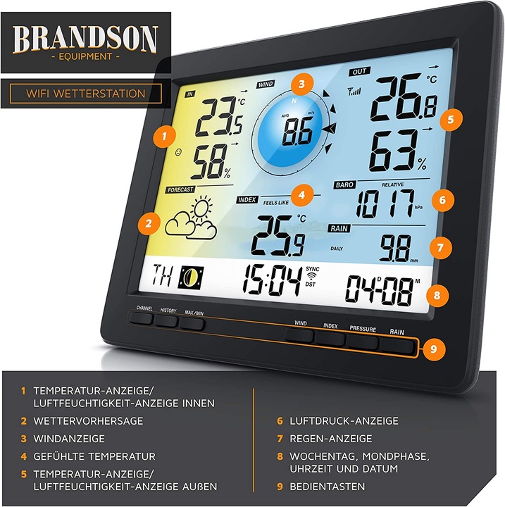 Produktbild Brandson WLAN Wetterstation mit Aussensensor