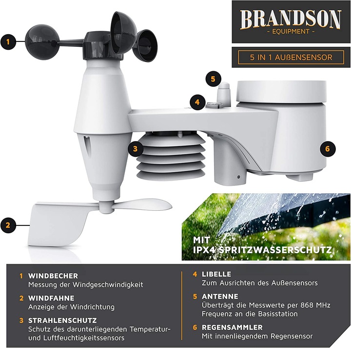 Produktbild Brandson WLAN Wetterstation mit Aussensensor