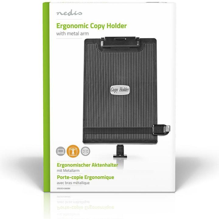 Immagine prodotto Nedis Portadocumenti Portadocumenti Ergonomico Portadocumenti Completamente Mobile da Scrivania Nero (1x)