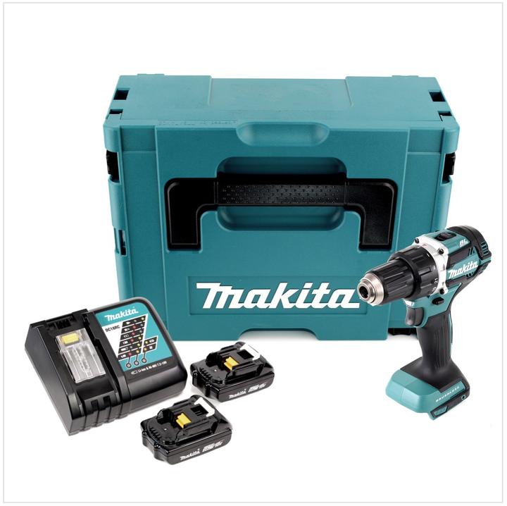 Actual product image Makita DDF 484 RAJ cordless drill driver 18 V 54 Nm Brushless + 2x battery 2.0 Ah + charger + Makpac