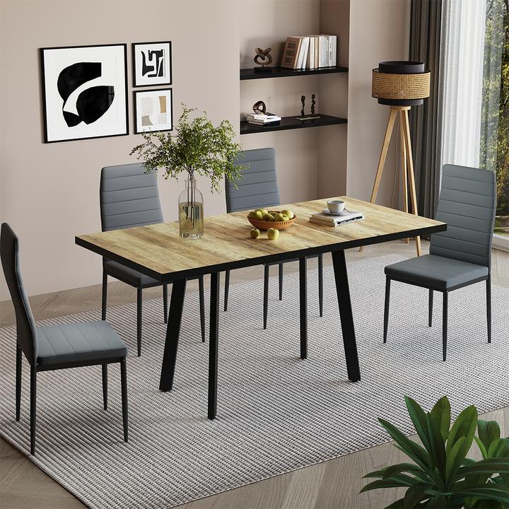 Produktbild Vicco Esstisch Tisko, Eiche rustikal/Schwarz, 160 x 80 cm mit erweitbarer Tischplatte (120 x 80 x 76 cm)