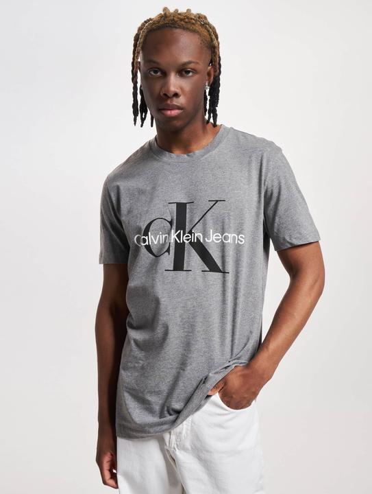 Produktbild Calvin Klein Jeans Jeans Herren T-Shirt Kurzarm Core Monologo Slim Fit, Grau (Mid Grey Heather), L (L)