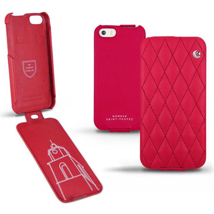 Noreve Lederschutzhülle vertikal (Apple iPhone 5s), Smartphone Hülle, Rot
