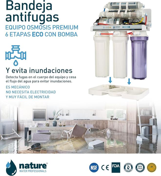 Image du produit Nature Équipement d'osmose inverse 6 niveaux, NSF certifié, membrane 50 GPD, économie d'eau