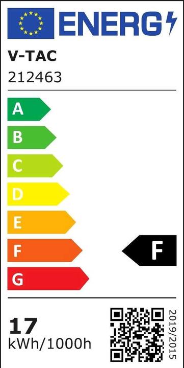 Energy Label V-TAC VT2835 LED strip SMD2835 204 LEDs 6500K IP20 5m (White, 500 cm)