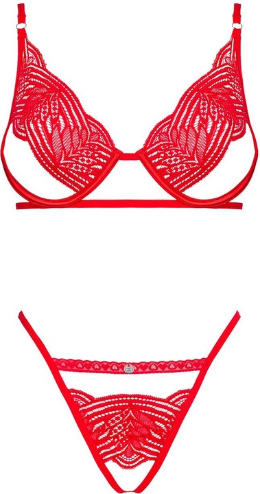 Actual product image Obsessive Mellania Bra Set With Sexy Thong - Red (L, XL)