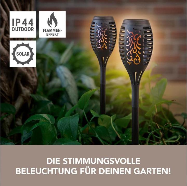Produktbild Easymaxx Solar-Fackel LED 2er-Set 1.2 V mit Erdspiess und Clip (IP44)
