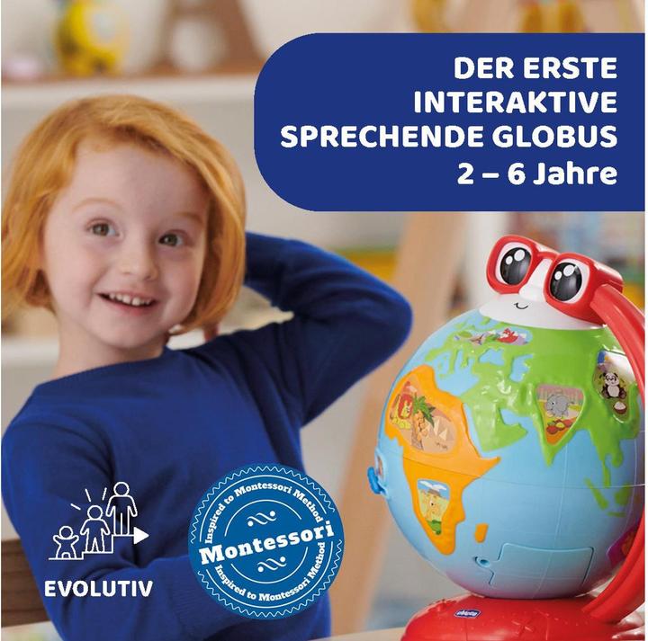 Actual product image Chicco Edu Globe, educational German-speaking globe, for learning geography, music, knowledge (German)