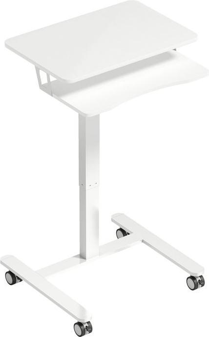 Produktbild Swisshandel24 Höhenverstellbarer Stehschreibtisch, Rollen, Stahlrahmen, Weiss