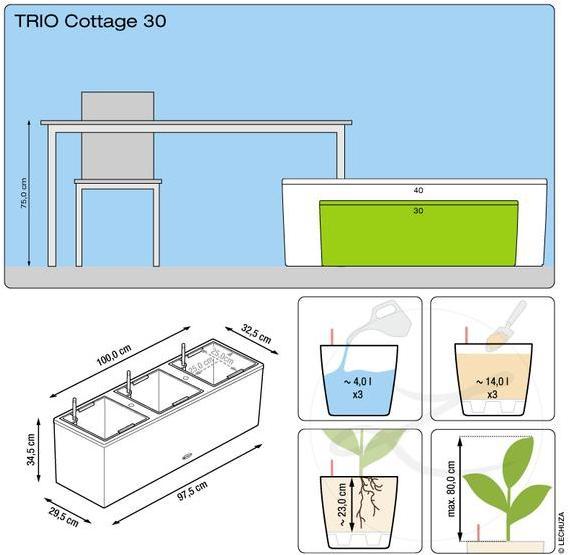 Produktbild Lechuza Blumentopf Trio Cottage 30 (100 cm)