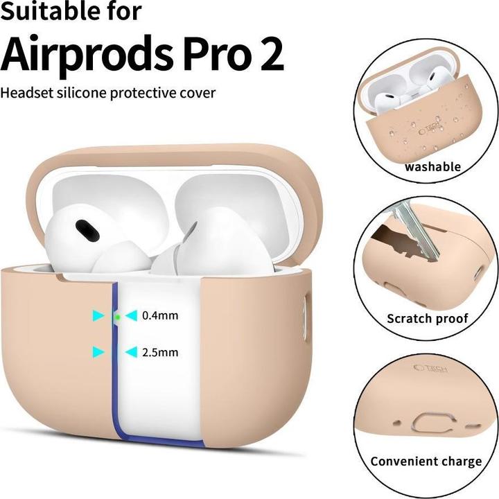 Produktbild Tech-Protect Silicone Case for Apple AirPods Pro 1 / 2 - Beige (Kopfhörer Tasche)