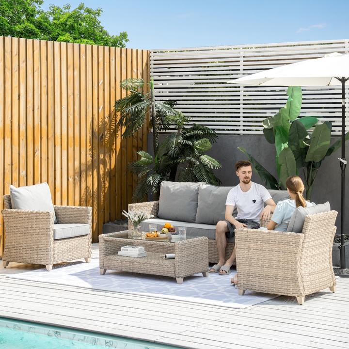 Produktbild Outsunny Polyrattan Set Gartengarnitur mit Couchtisch