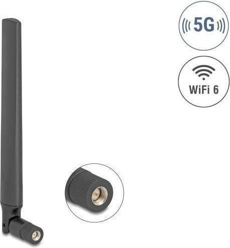 Produktbild Delock 5G LTE GNSS WiFi 6 Antenne SMA Stecker 0,9 - 4,1 dBi (5G, WLAN)