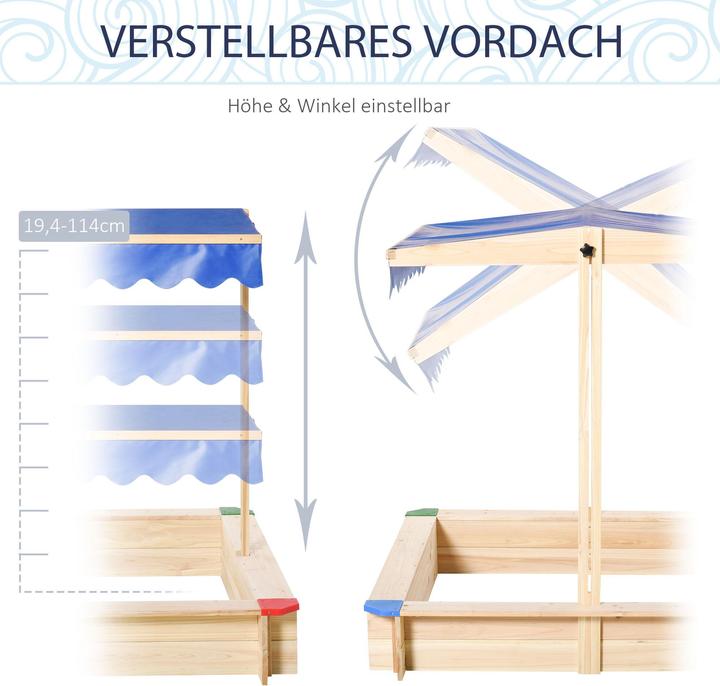 Image du produit Outsunny Bac à sable avec toit réglable