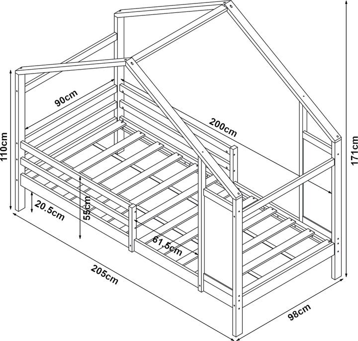 Produktbild En.Casa Kinderbett Lorenskog 90x200 cm Weiss (90 x 200 cm)