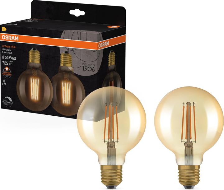 Produktbild Osram Vintage 1906 (E27, 6.50 W, 725 lm, 2 x, E)