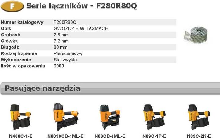 Actual product image Bostitch Coil nails ring shank blank 2.80 x 80mm 6000 pcs (F280R80Q) (6000 Piece, 80 mm)