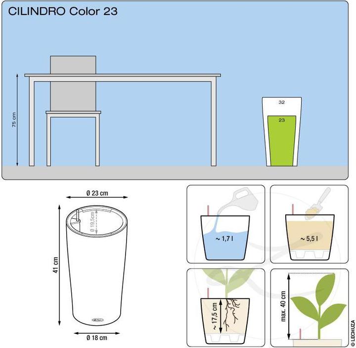 Actual product image Lechuza Cilinro Color 23 (23 cm)