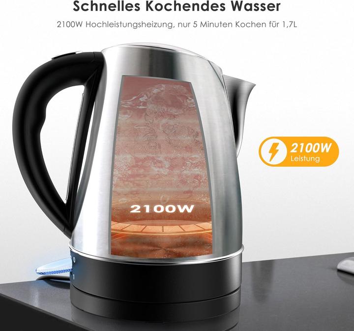 Produktbild KitchenBoss Elektrischer Wasserkocher 1,7L mit Kalkfilter (1.70 l)