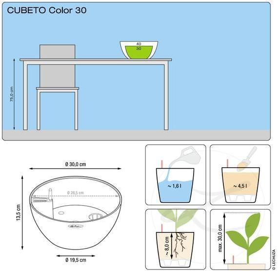 Produktbild Lechuza CUBETO Stone 30 (29.80 x 30 x 13.50 cm)