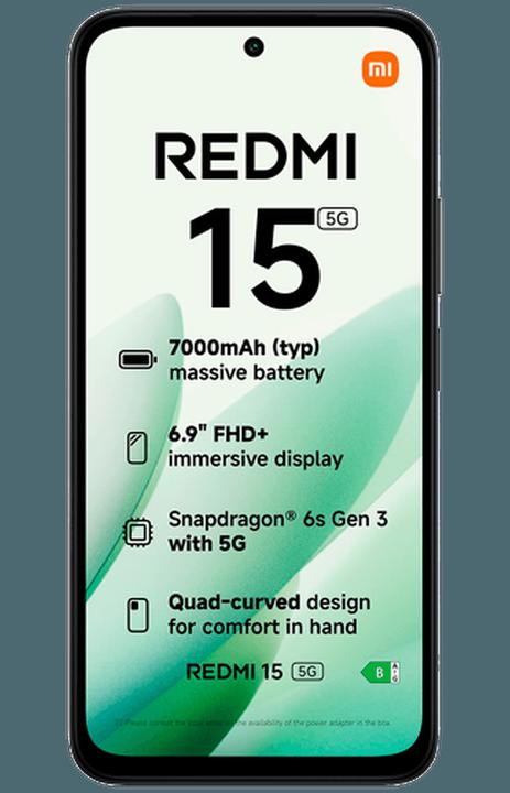 Produktbild Xiaomi Smartphone Redmi 15 5G Midnight Black 4GB RAM 128GB ROM (128 GB, Midnight Black, 6.90", Hybrid Dual SIM, 5G)