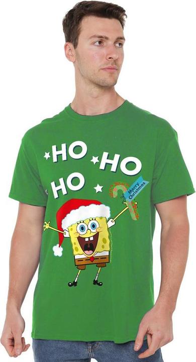 Actual product image Spongebob Squarepants Mens Ho Ho Ho Merry Christmas! T-Shirt (XL)