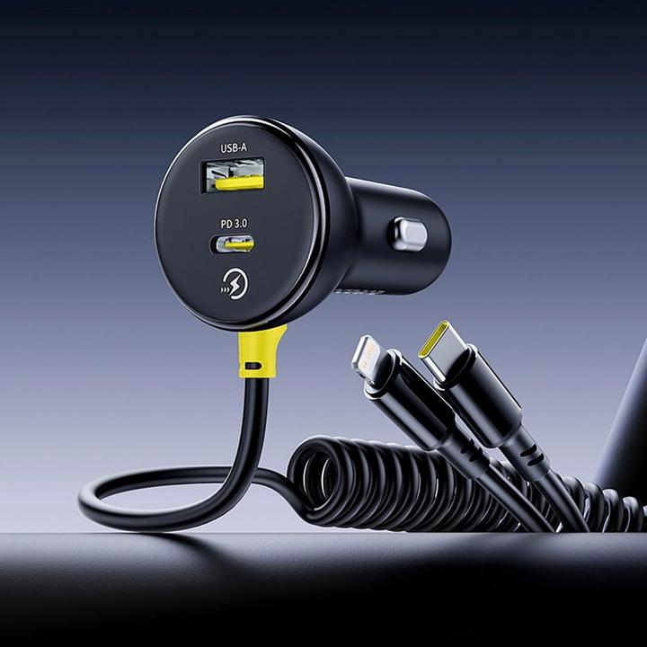 Image du produit Baseus Chargeur de voiture circulaire en plastique (U+C) + câble (C&L) 60W Cosmic Black