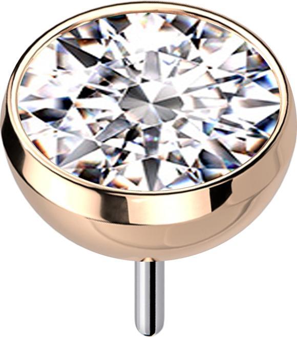 Actual product image Star Piercing Threadless Halbkugel rosegold mit Kristall silber (without brass, Titanium)