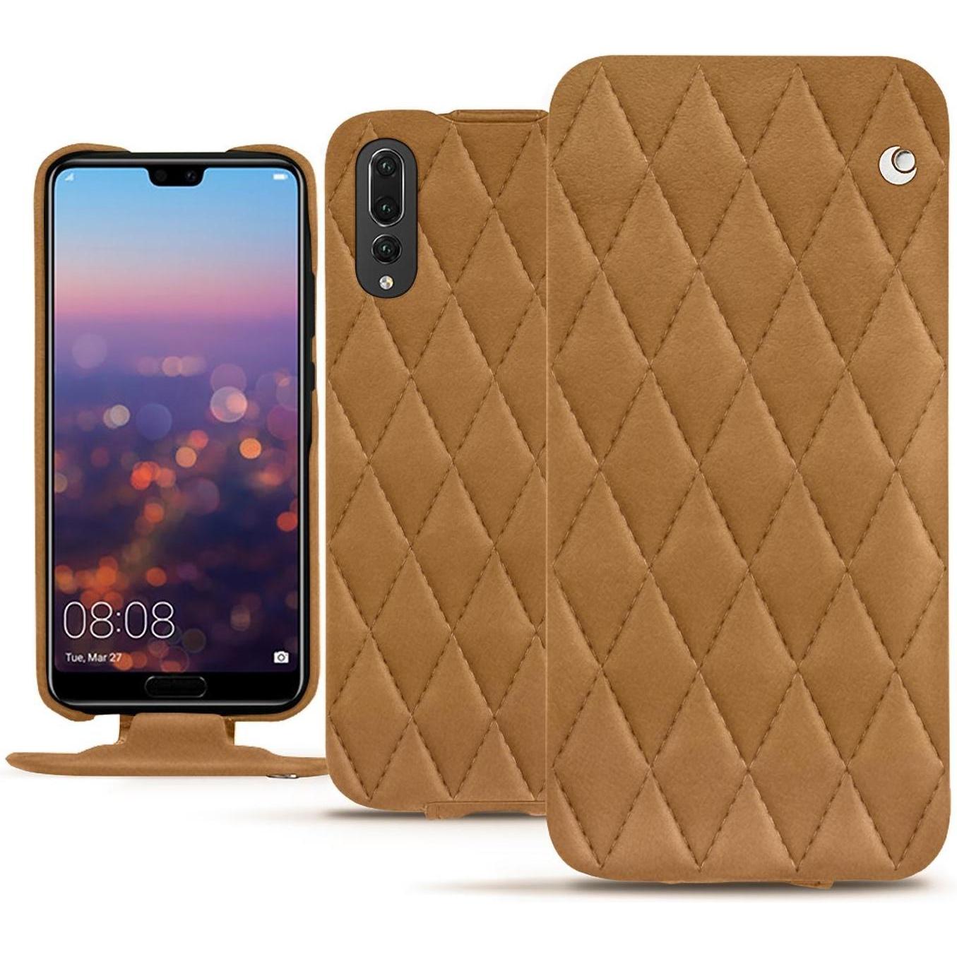 Noreve Lederschutzhülle vertikal (Huawei P20 Pro), Smartphone Hülle, Braun