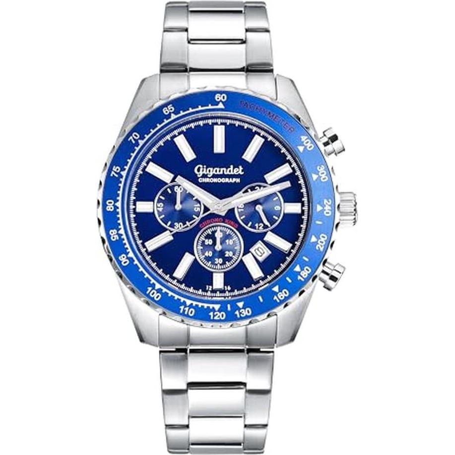 Gigandet, Orologio da polso, Analoge Herrenchronograph mit Tachymeterskala und 100 m wasserdicht, Blu