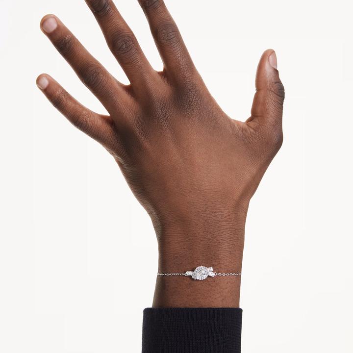 Produktbild Swarovski Matrix Armband Baguette Schliff Knoten Weiss Rhodiniert (24 cm, Swarovski Metall)