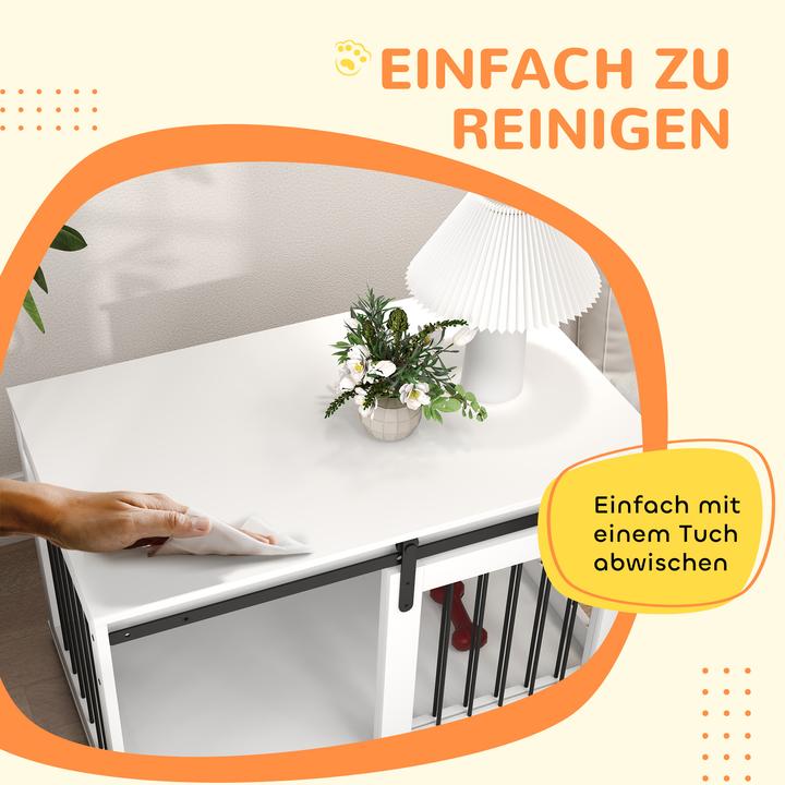 Immagine prodotto PawHut Hundekäfig Spanplatte, Stahl Weiss (Cuccia per cani)
