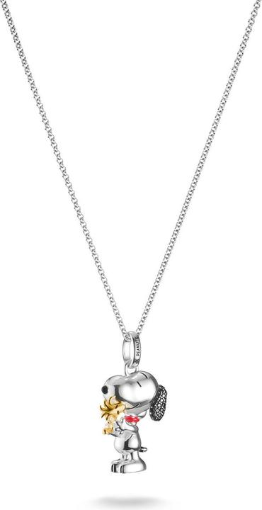 Thomas Sabo Halskette Snoopy & Woodstock Pavé Anhänger PEANUTS 18k Vergoldung (Silber 925, Emaille, 45 - 50 cm)