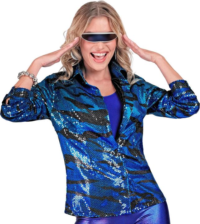 Actual product image Widmann Sequin blouse in zebra pattern blue / black (M, S)