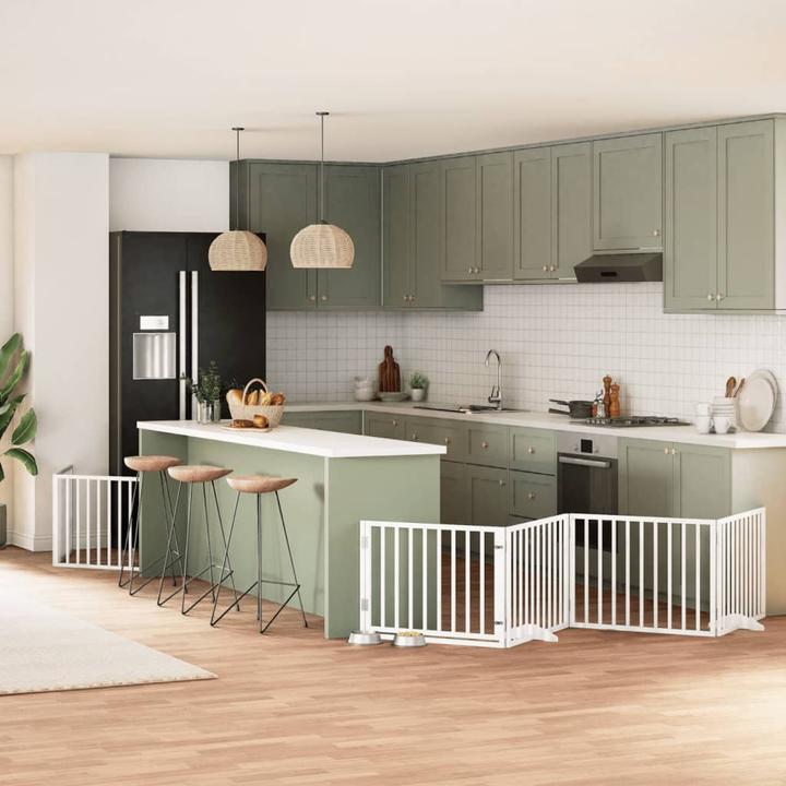 Image du produit vidaXL Porte pour chien Barrière de sécurité pour chiens Grille de protection pliable 8pcs. Blanc Bois (60 cm)