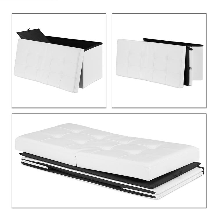Actual product image Relaxdays Folding Storage Bench, Faux Leather (75 cm)