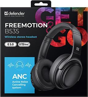 Actual product image Defender FreeMotion B535 headphones with microphone, black, 2.0, ANC, 40 mm driver type USB (ANC, Wireless)