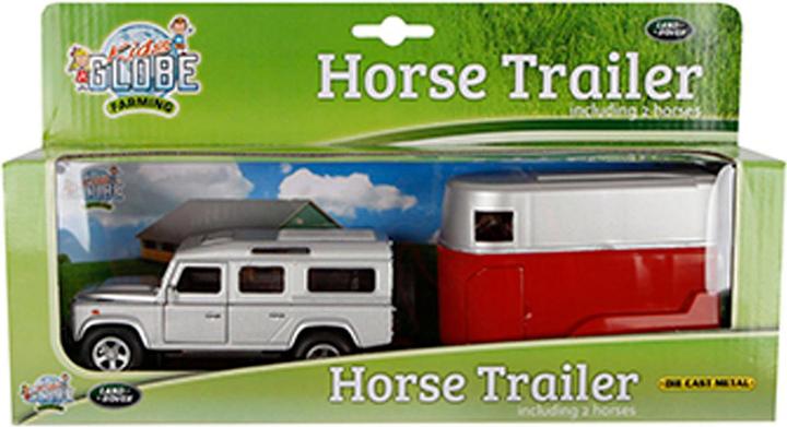 Produktbild Kids Globe Farming Land Rover aus Druckguss mit Pferdeanhänger 1:32
