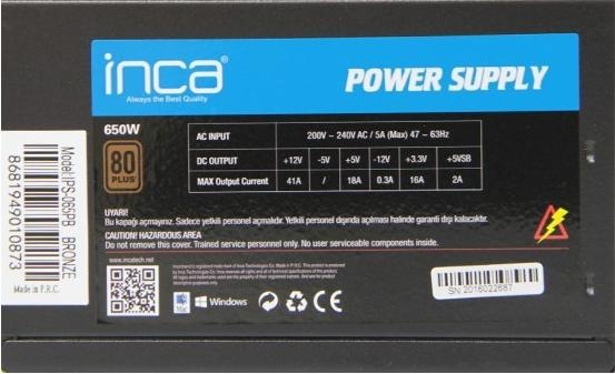 Immagine prodotto Inca ALIMENTATORE 80+ BRONZE 650W (650 W)