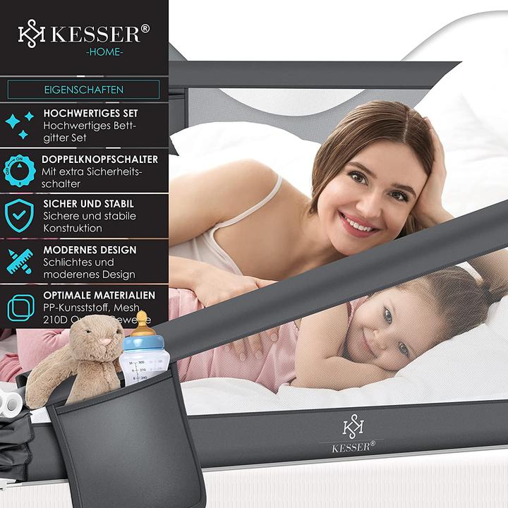 Actual product image Kesser Bed Rail Dark Grey 150cm