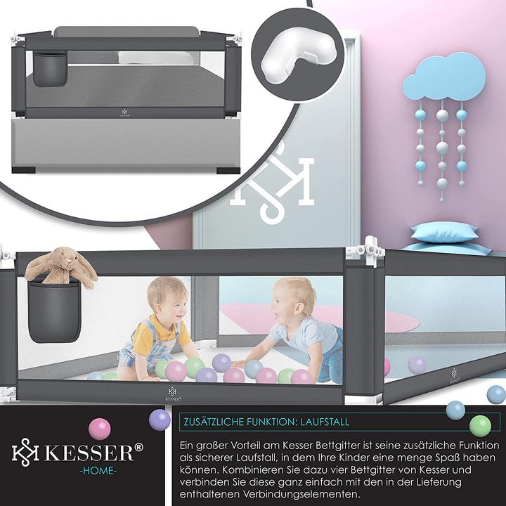 Actual product image Kesser Bed Rail Dark Grey 150cm