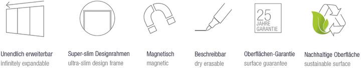 Image du produit Magnetoplan MAGNETOP. Infinity Wall mobile 1141100 émail double face 185x105x22cm