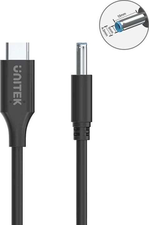 Actual product image Unitek CABLE ZASILAJĄCY DO HP 65W USB-C DC 4 5MM (1.80 m, 65 W)