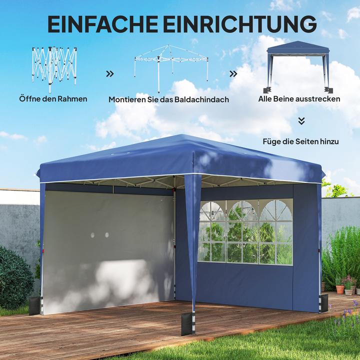 Actual product image Outsunny Faltpavillon Metall, Oxfordstoff Dunkelblau (300 cm, 300 cm)