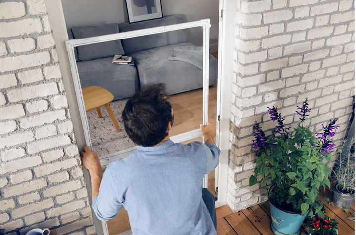 Actual product image tesa FALT Insect screen for doors, size-adjustable aluminium frame, foldable (100 x 220 cm)