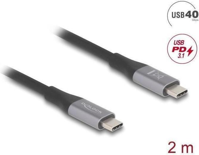 Produktbild Delock USB 40 Gbps Kabel USB Type-C Stecker zu Stecker PD 3. (2 m, USB 4.0, 240 W)
