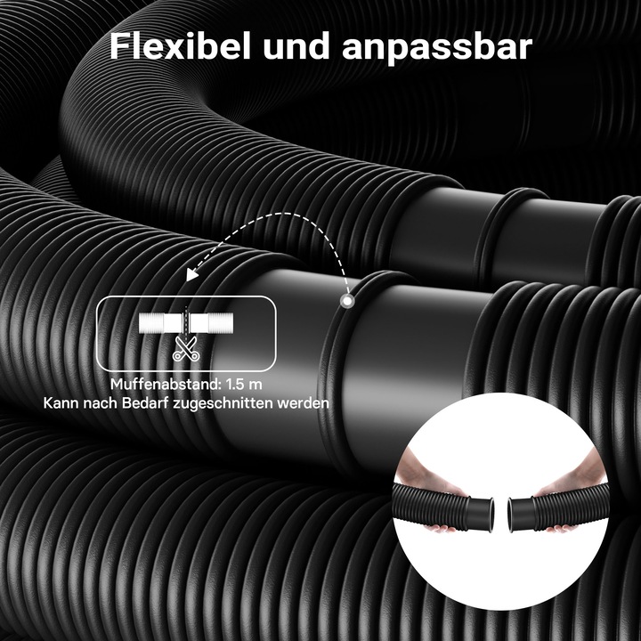 Produktbild Wiltec Poolschlauch 9 m ⌀32 mm Solarschlauch mit Muffe Schwimmbadschlauch
