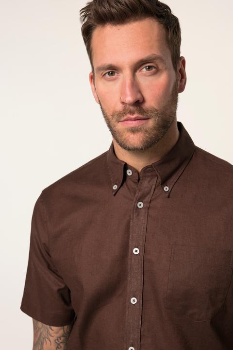 Immagine prodotto JP1880 Camicia dalla vestibilità moderna con lino, mezze maniche e colletto button-down (L)
